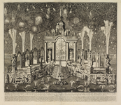 29029 Afbeelding van het vuurwerk in de Hofvijver in Den Haag, afgestoken op 14 juni 1713, ter gelegenheid van het ...